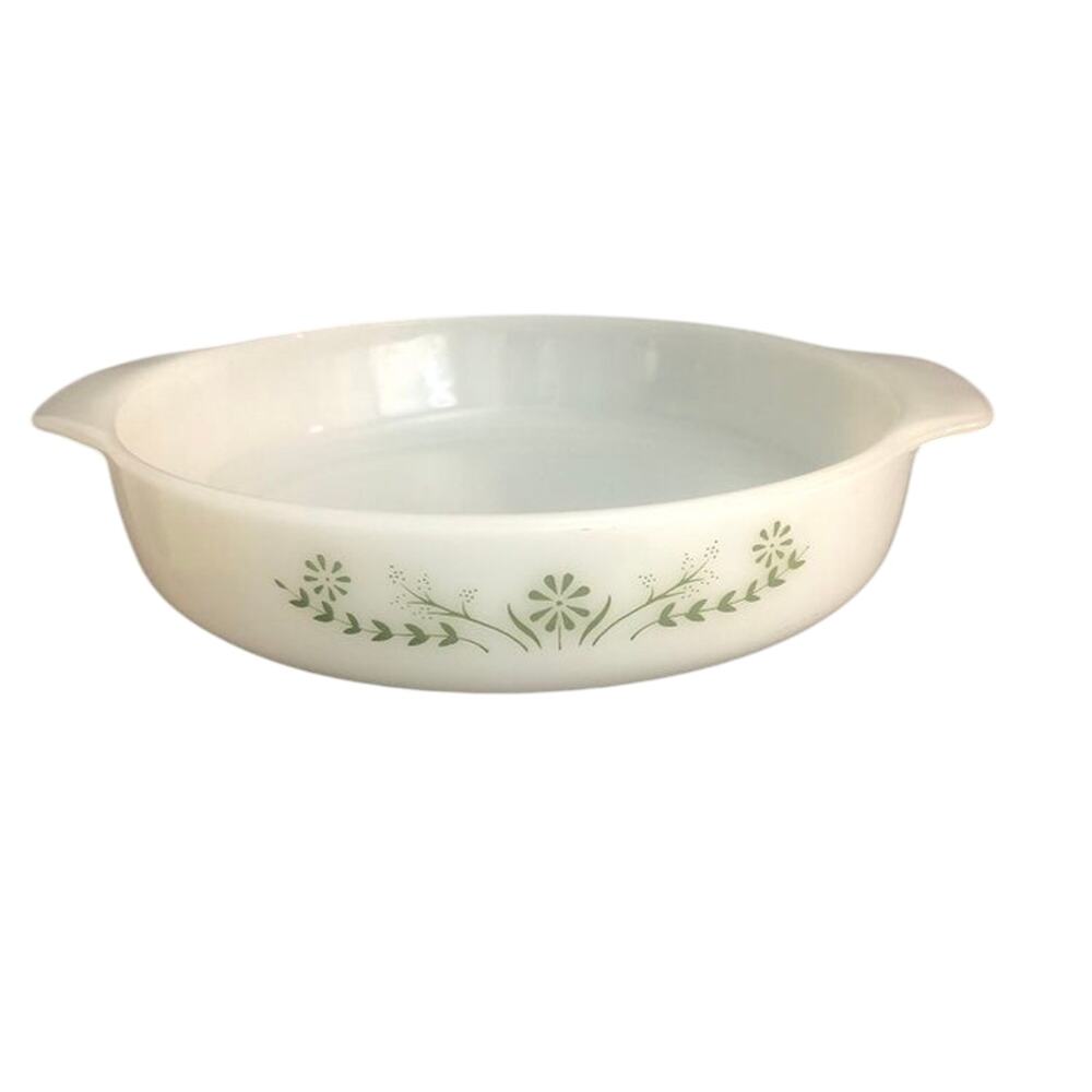 Vintage Glasbake Milk Glass Daisy Casserole Dish 9X2